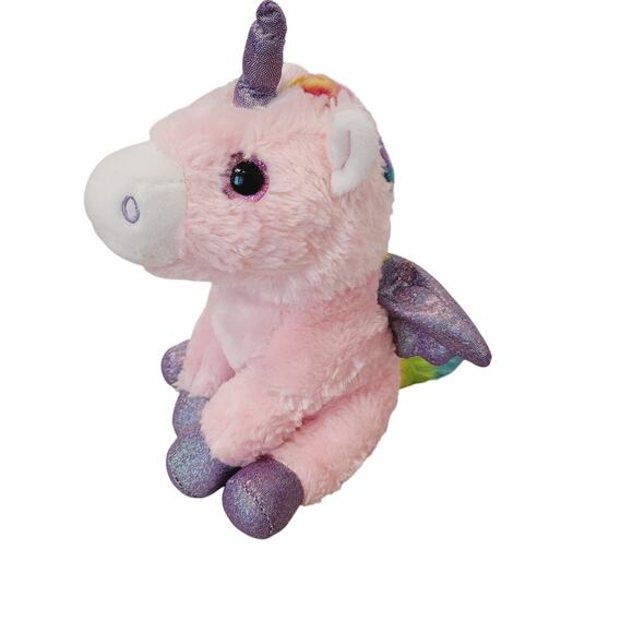 Anico Intl Unicorn Plush Stuffed Animal Pink Purple Glitter Hooves Eyes 10" - Picture 1 of 12